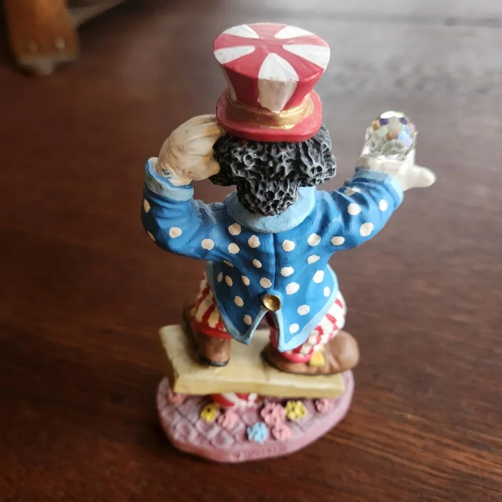 Spoontiques Balancing Circus Clown Swarovski Crystal Ball Vintage Top Hat Paint